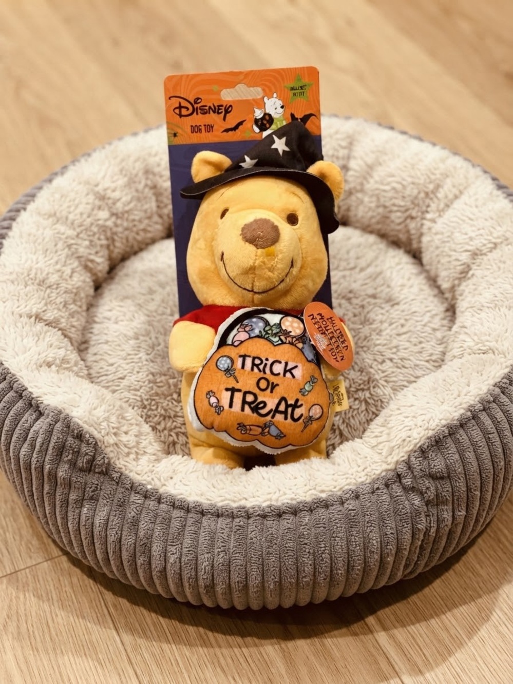 Disney Yellow Winnie the Pooh Halloween Trick or Treat Plush Dog Toy